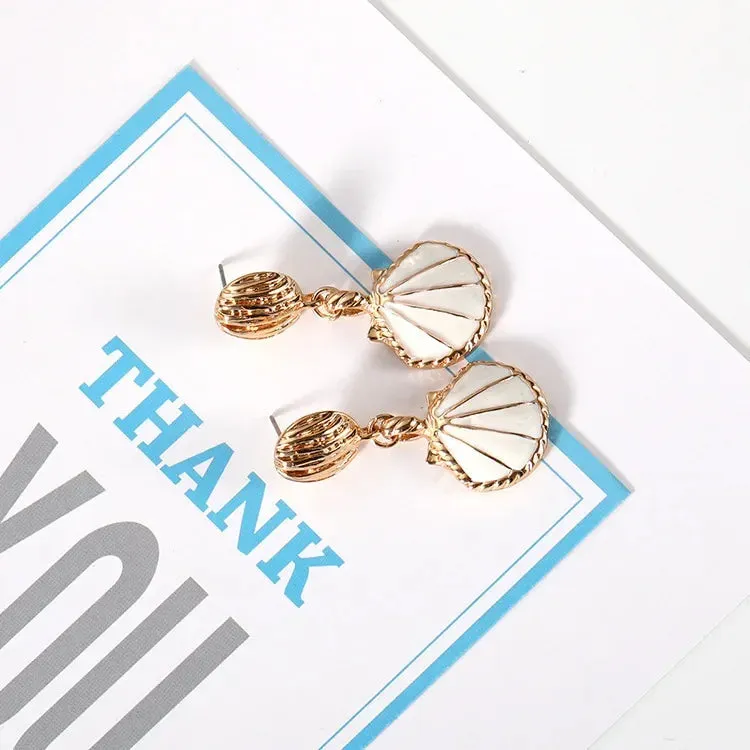 Wholesale Electroplating Retro Ocean Style Shell Earrings