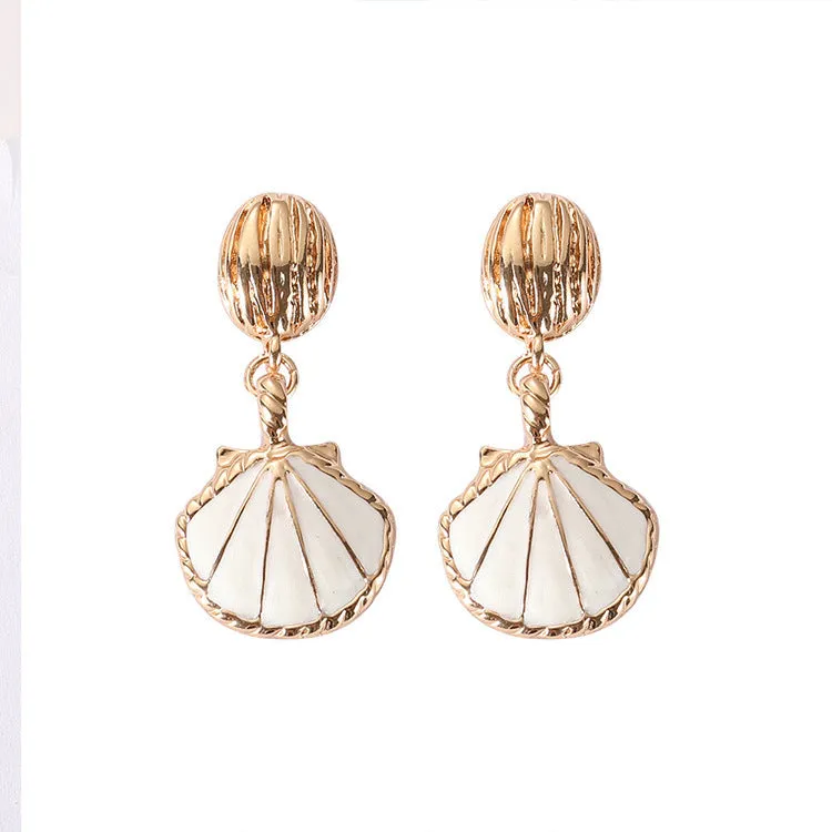 Wholesale Electroplating Retro Ocean Style Shell Earrings