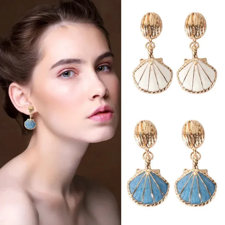 Wholesale Electroplating Retro Ocean Style Shell Earrings