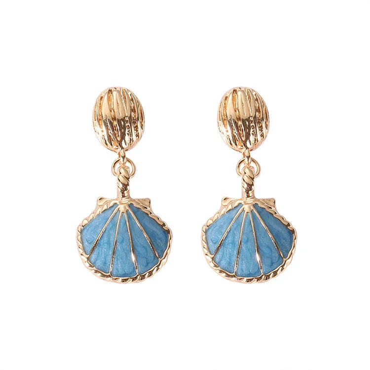 Wholesale Electroplating Retro Ocean Style Shell Earrings