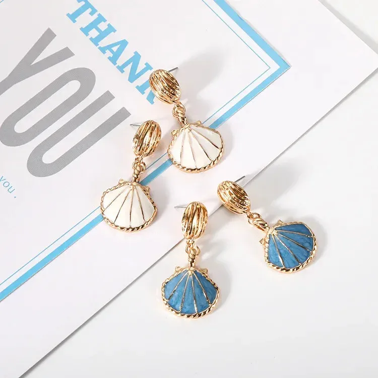 Wholesale Electroplating Retro Ocean Style Shell Earrings