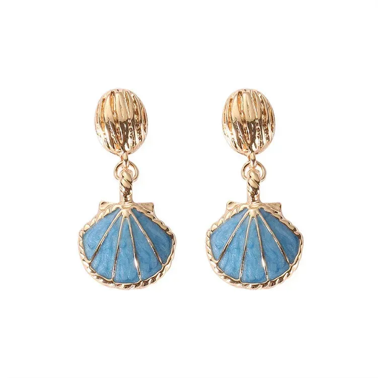 Wholesale Electroplating Retro Ocean Style Shell Earrings