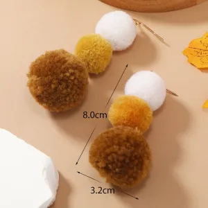 Wholesale Elegant Cute  Fluffy Gradient Pompom Earrings