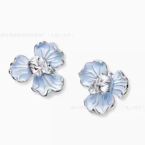 Wholesale elegant temperament dopamine small flower silver earrings Valentine's Day gift