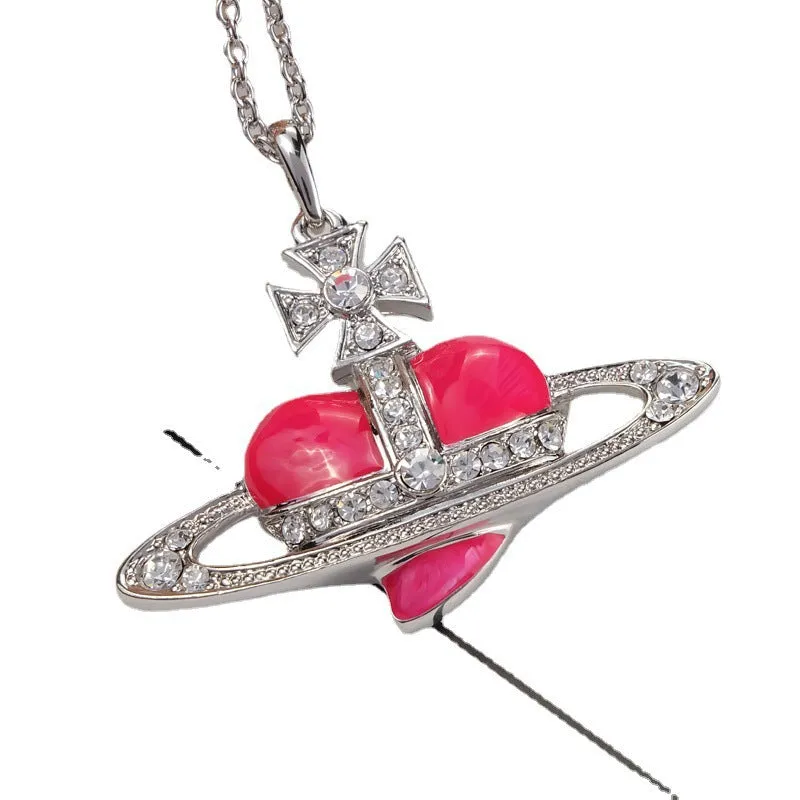Wholesale Enamel Lacquered Love Saturn Necklace
