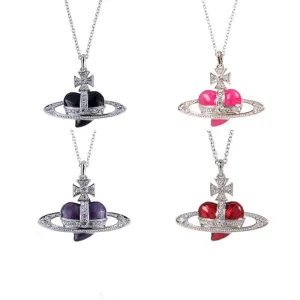 Wholesale Enamel Lacquered Love Saturn Necklace