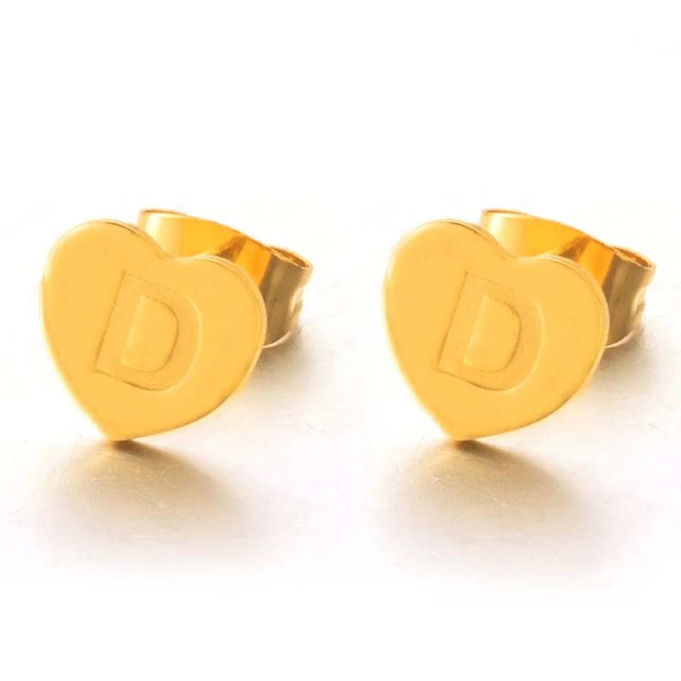 Wholesale English 26 Letter Gold Stainless Steel Earrings