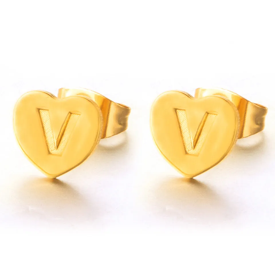 Wholesale English 26 Letter Gold Stainless Steel Earrings