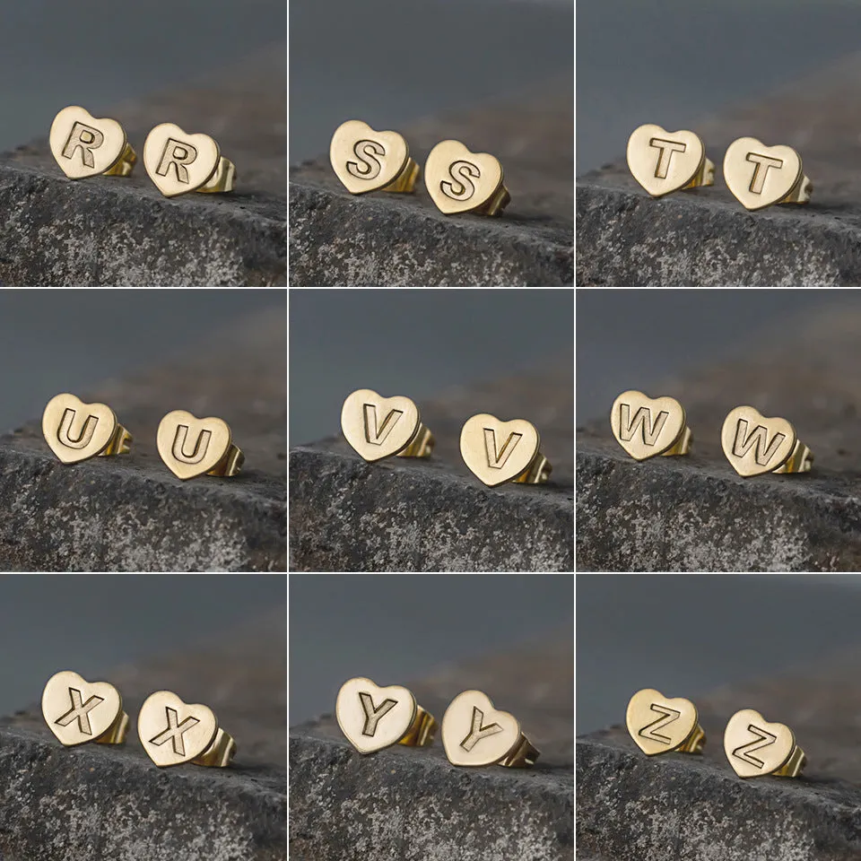 Wholesale English 26 Letter Gold Stainless Steel Earrings