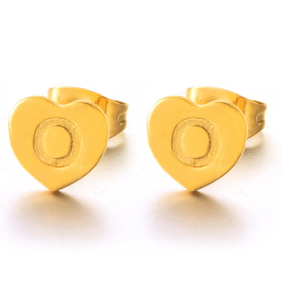 Wholesale English 26 Letter Gold Stainless Steel Earrings