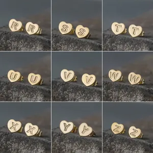 Wholesale English 26 Letter Gold Stainless Steel Earrings