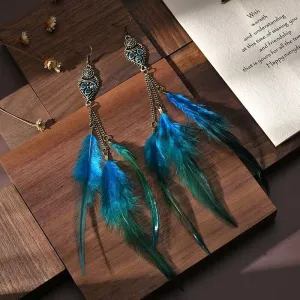 Wholesale Ethnic Style Chain Feather Earrings