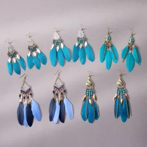 Wholesale Ethnic style super fairy high-end feather earrings