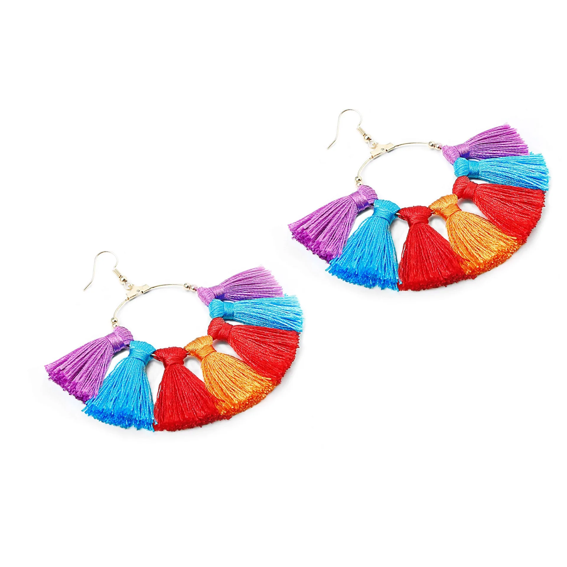 Wholesale Ethnic Tassels Bohemian Style Large Circle Handmade Earrings