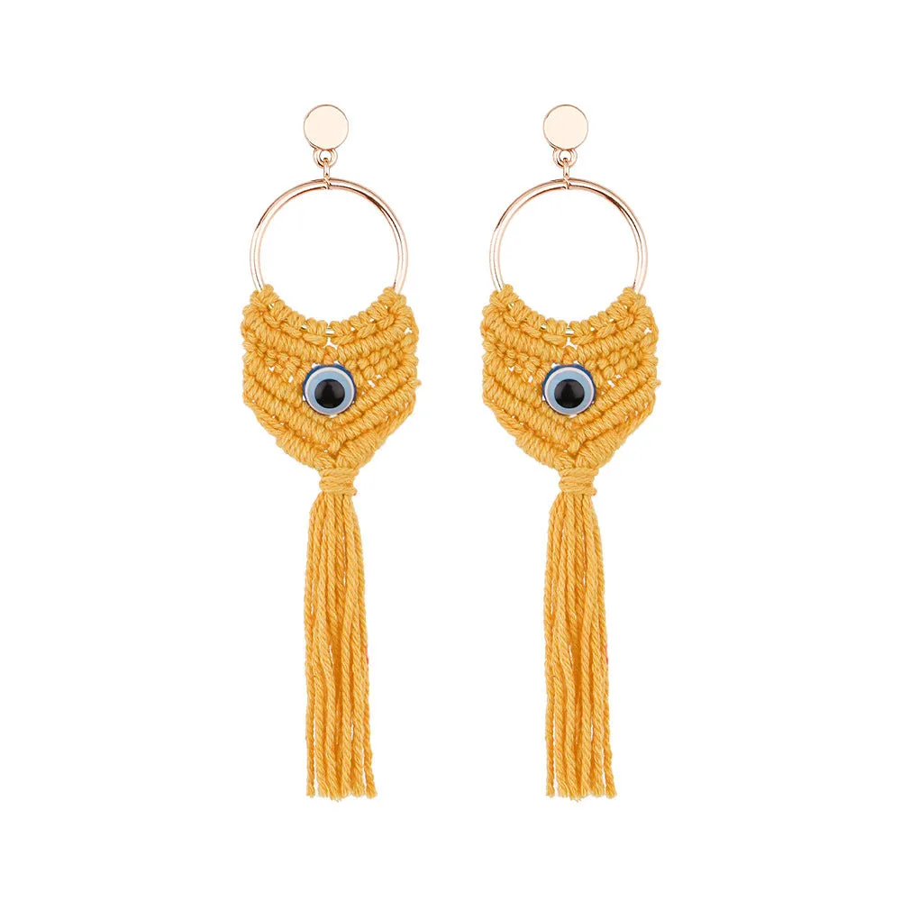 Wholesale Ethnic Tassels Bohemian Style Large Circle Handmade Earrings