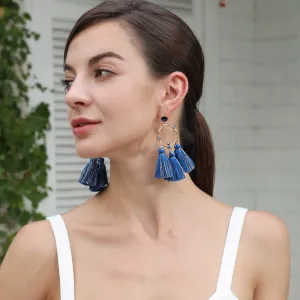 Wholesale Ethnic Tassels Bohemian Style Large Circle Handmade Earrings