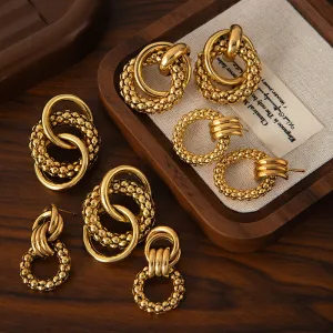 Wholesale Europe and the United States cross-border hot sale titanium steel solid smooth earrings high-end autumn and winter earrings light luxury niche female earrings earrings earbuckle