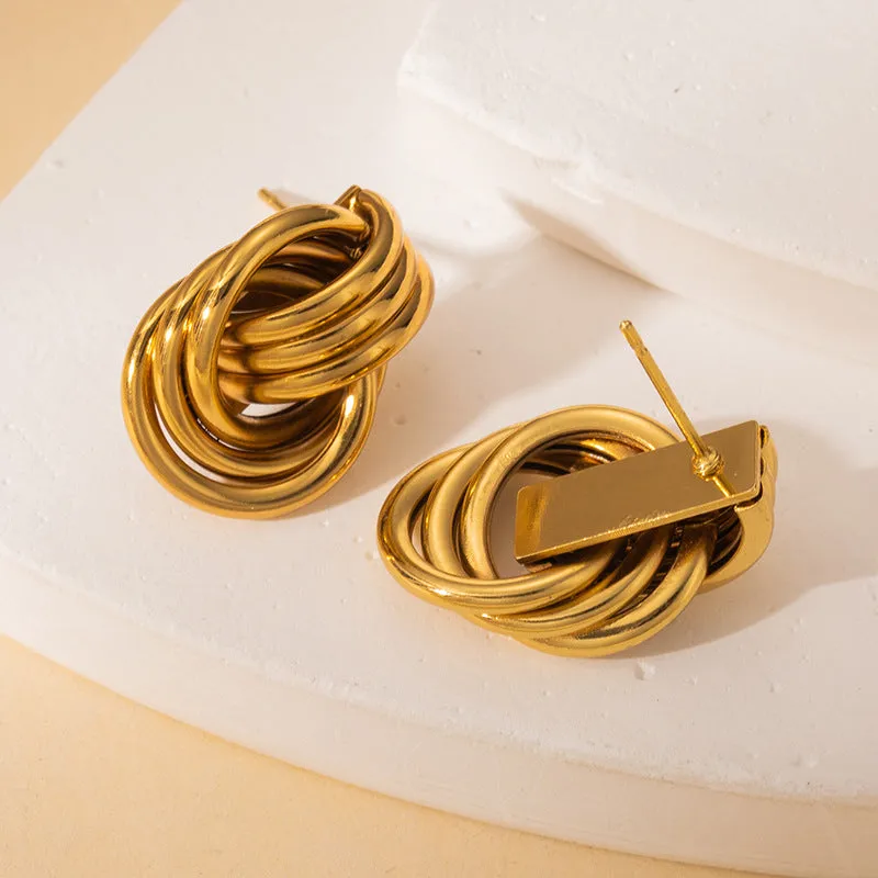 Wholesale Europe and the United States cross-border hot sale titanium steel solid smooth earrings high-end autumn and winter earrings light luxury niche female earrings earrings earbuckle