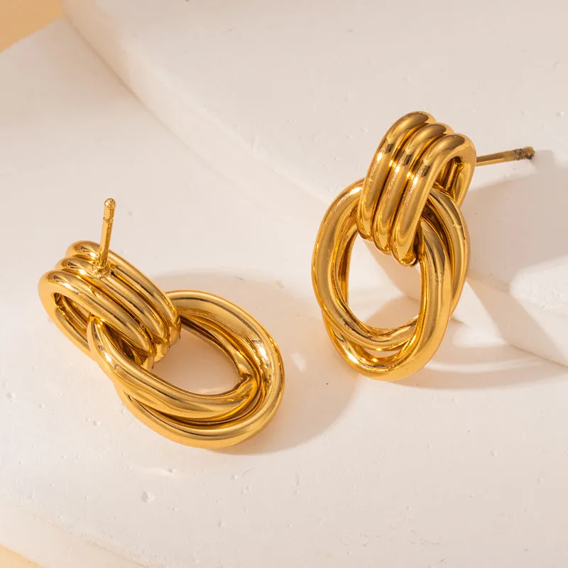 Wholesale Europe and the United States cross-border hot sale titanium steel solid smooth earrings high-end autumn and winter earrings light luxury niche female earrings earrings earbuckle