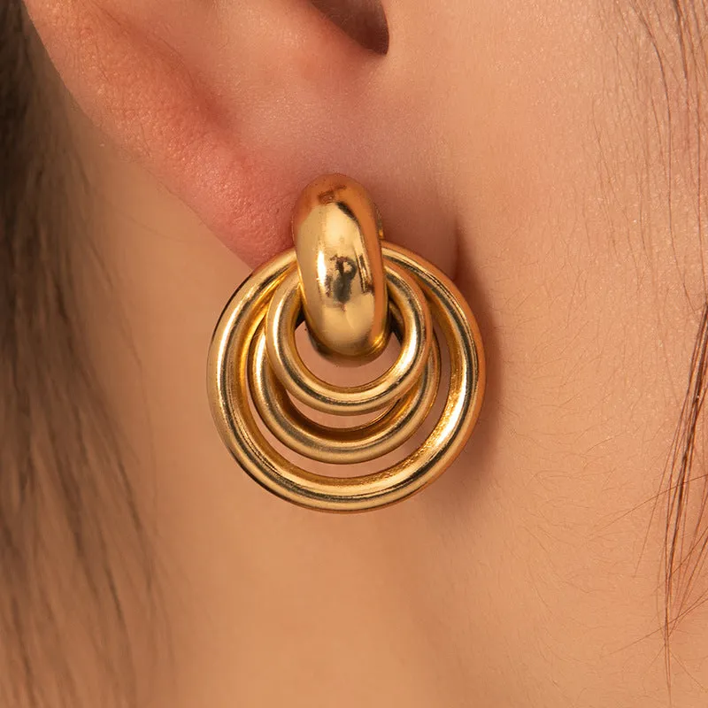 Wholesale Europe and the United States cross-border hot sale titanium steel solid smooth earrings high-end autumn and winter earrings light luxury niche female earrings earrings earbuckle