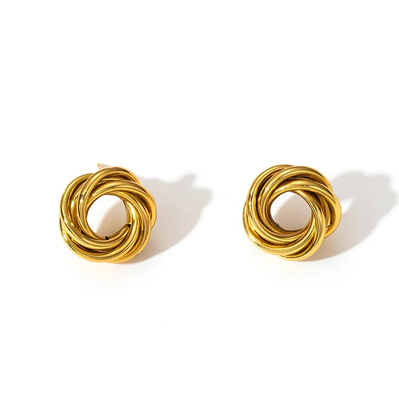 Wholesale Europe and the United States cross-border hot sale titanium steel solid smooth earrings high-end autumn and winter earrings light luxury niche female earrings earrings earbuckle