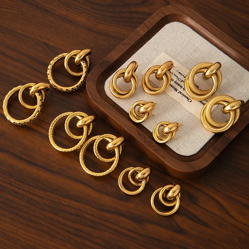 Wholesale Europe and the United States cross-border hot sale titanium steel solid smooth earrings high-end autumn and winter earrings light luxury niche female earrings earrings earbuckle