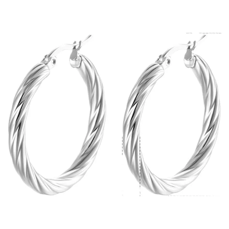 Wholesale European and American cross-border explosions geometric high-end sense retro silver plated stainless steel earrings ladies French luxury earrings