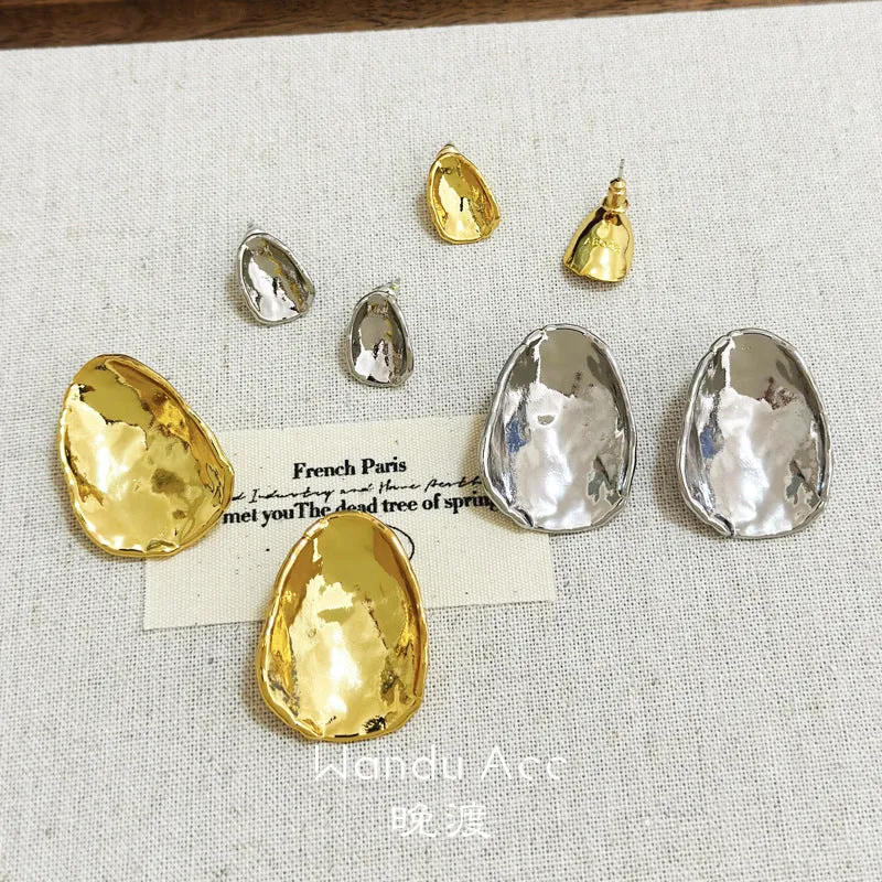 Wholesale European and American retro Valentine's Day metal earrings 925 sterling silver cold style handmade texture silver gold earrings