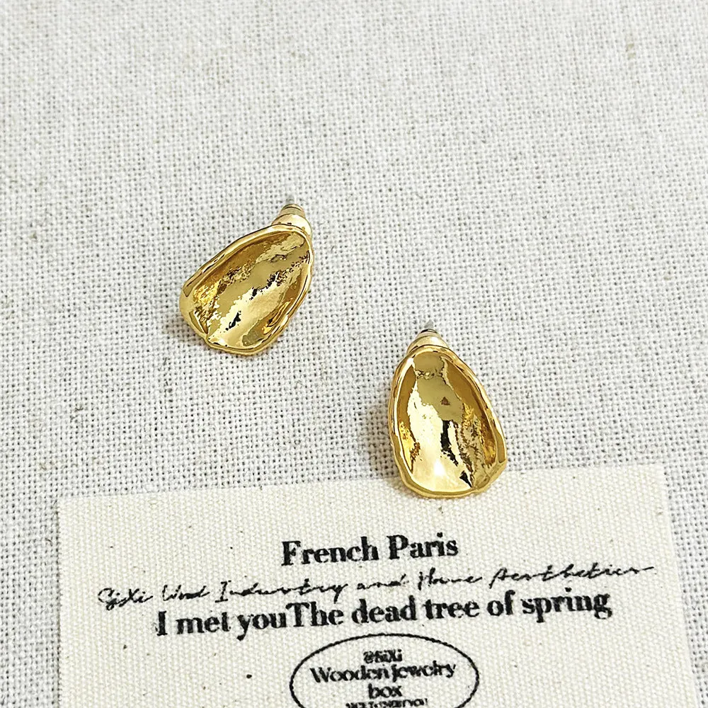 Wholesale European and American retro Valentine's Day metal earrings 925 sterling silver cold style handmade texture silver gold earrings