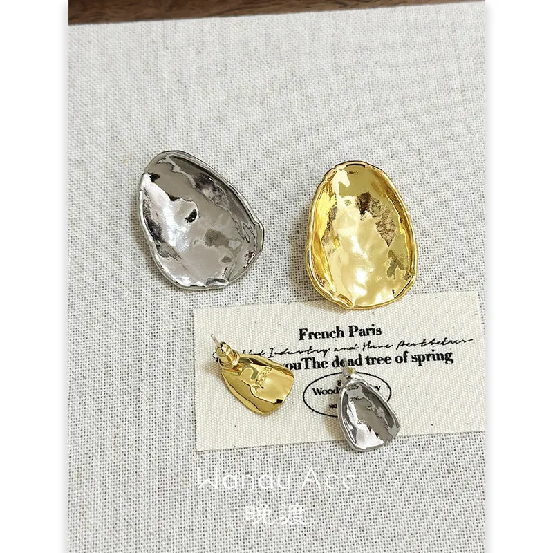 Wholesale European and American retro Valentine's Day metal earrings 925 sterling silver cold style handmade texture silver gold earrings