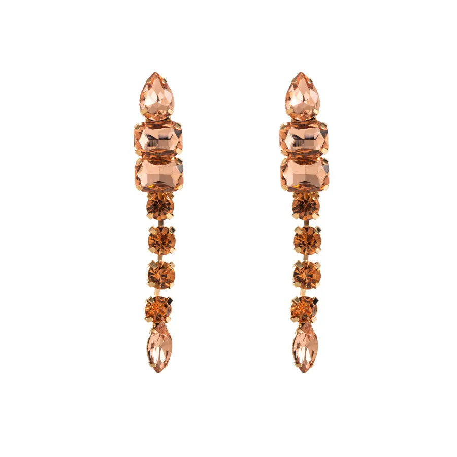 Wholesale Exaggerated Alloy Diamond Multi-layered Geometric Glass Diamond Long Earrings