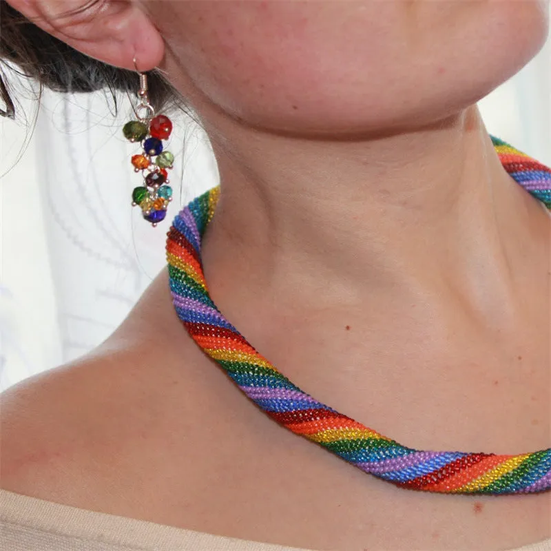 Wholesale Exaggerated Beaded Long Simple Stained Glass Temperament Earrings