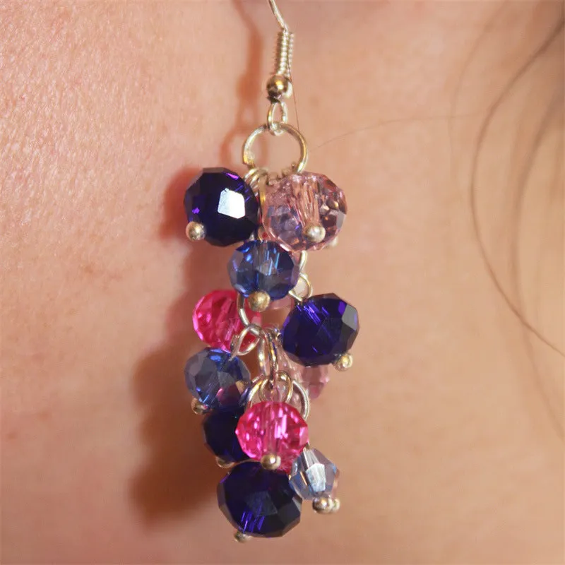 Wholesale Exaggerated Beaded Long Simple Stained Glass Temperament Earrings
