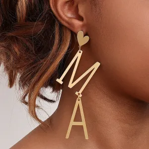 Wholesale Exaggerated design creative metal heart MAMA women's earrings