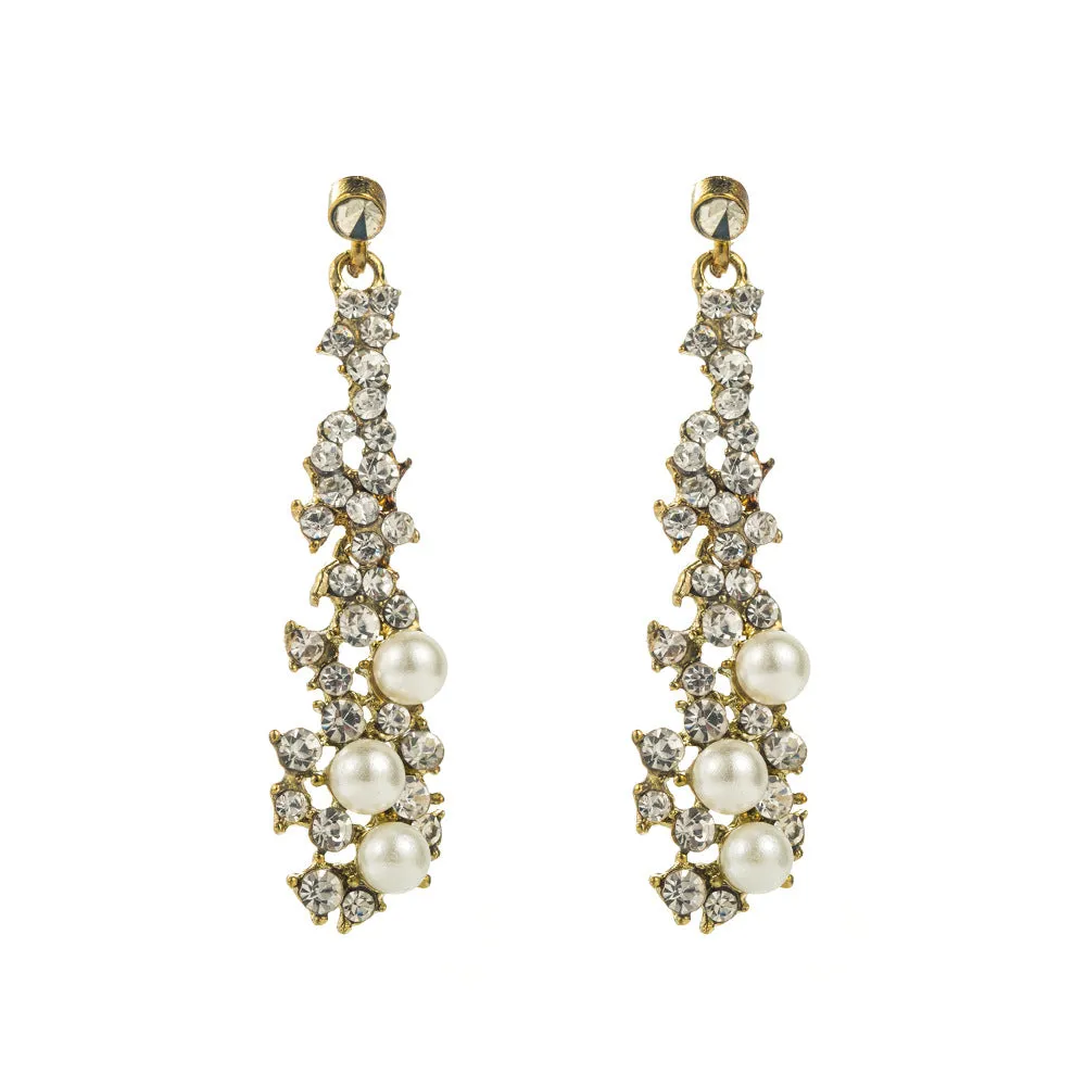 Wholesale Exaggerated Fashion Long Flower Simple Gold Temperament Earrings