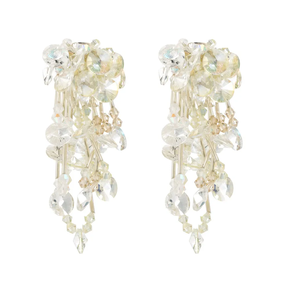 Wholesale Exaggerated Fashion Long Flower Simple Gold Temperament Earrings
