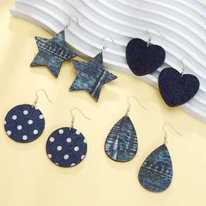 Wholesale Exaggerated Fashionable Atmosphere High-grade Denim Tassel Chain Bohemian Style Denim Earrings
