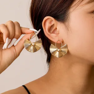 Wholesale Exaggerated Geometric Pleated Fan-shaped Large Earrings