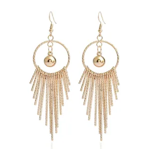 Wholesale Exaggerated long metal tassel earrings
