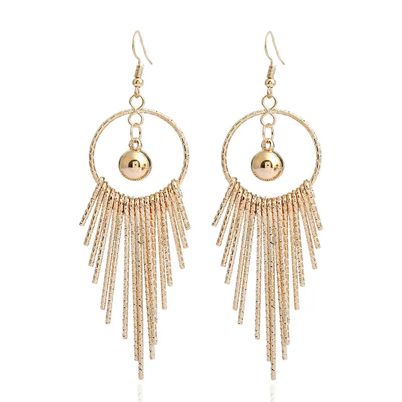Wholesale Exaggerated long metal tassel earrings
