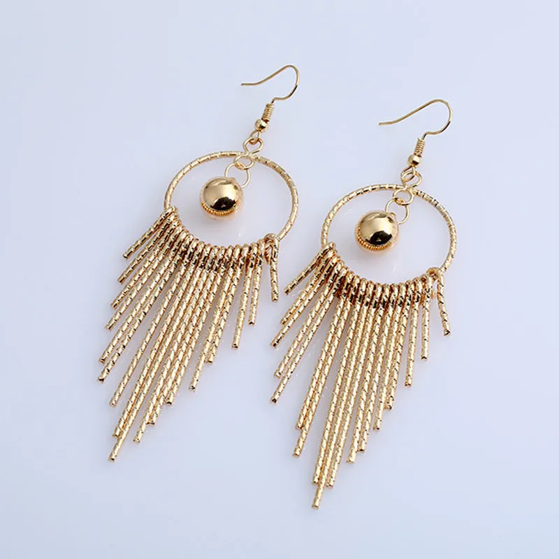 Wholesale Exaggerated long metal tassel earrings