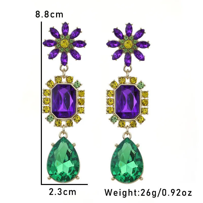Wholesale Exaggerated super shiny full rhinestone music carnival earrings