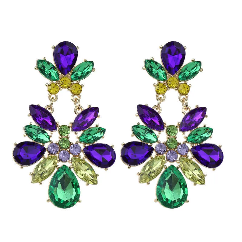 Wholesale Exaggerated super shiny full rhinestone music carnival earrings