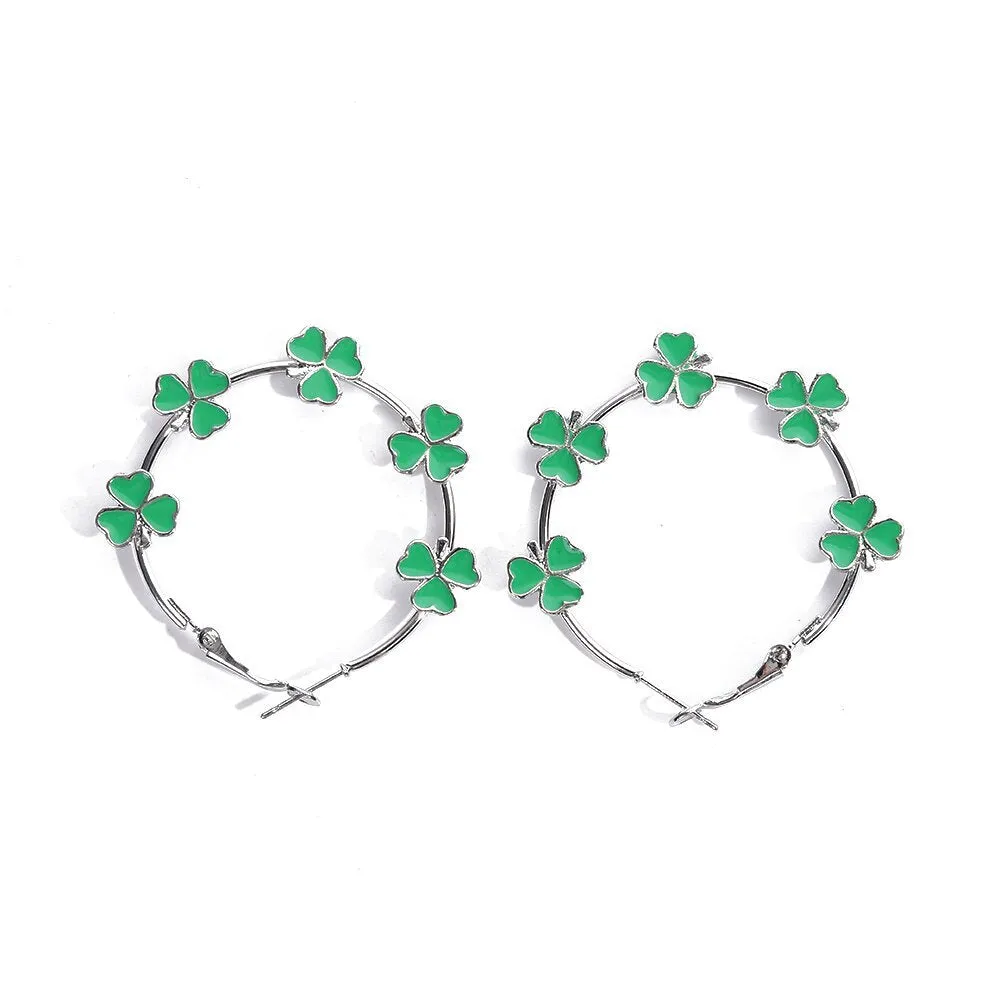 Wholesale Exaggerated three-leaf clover earrings