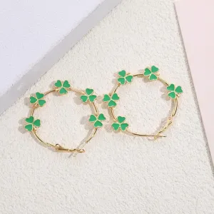 Wholesale Exaggerated three-leaf clover earrings