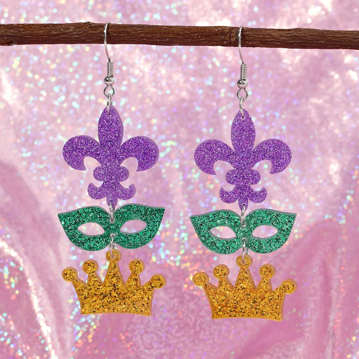 Wholesale Explosions Carnival Lobster Mask Crown Tri-color Acrylic Earrings Women's Earrings