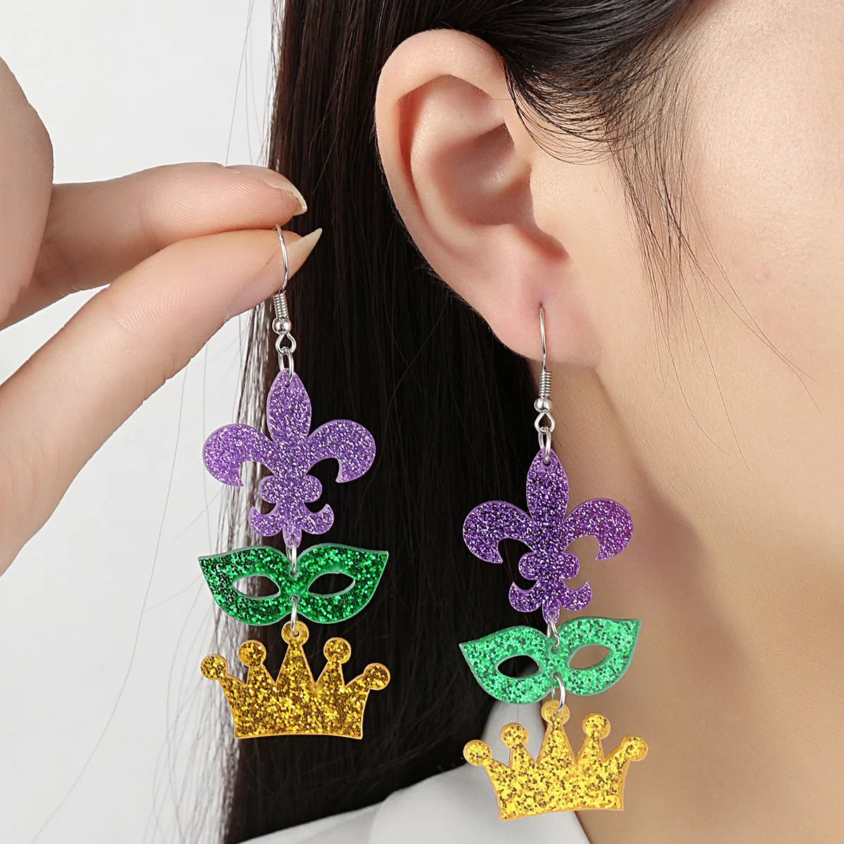 Wholesale Explosions Carnival Lobster Mask Crown Tri-color Acrylic Earrings Women's Earrings