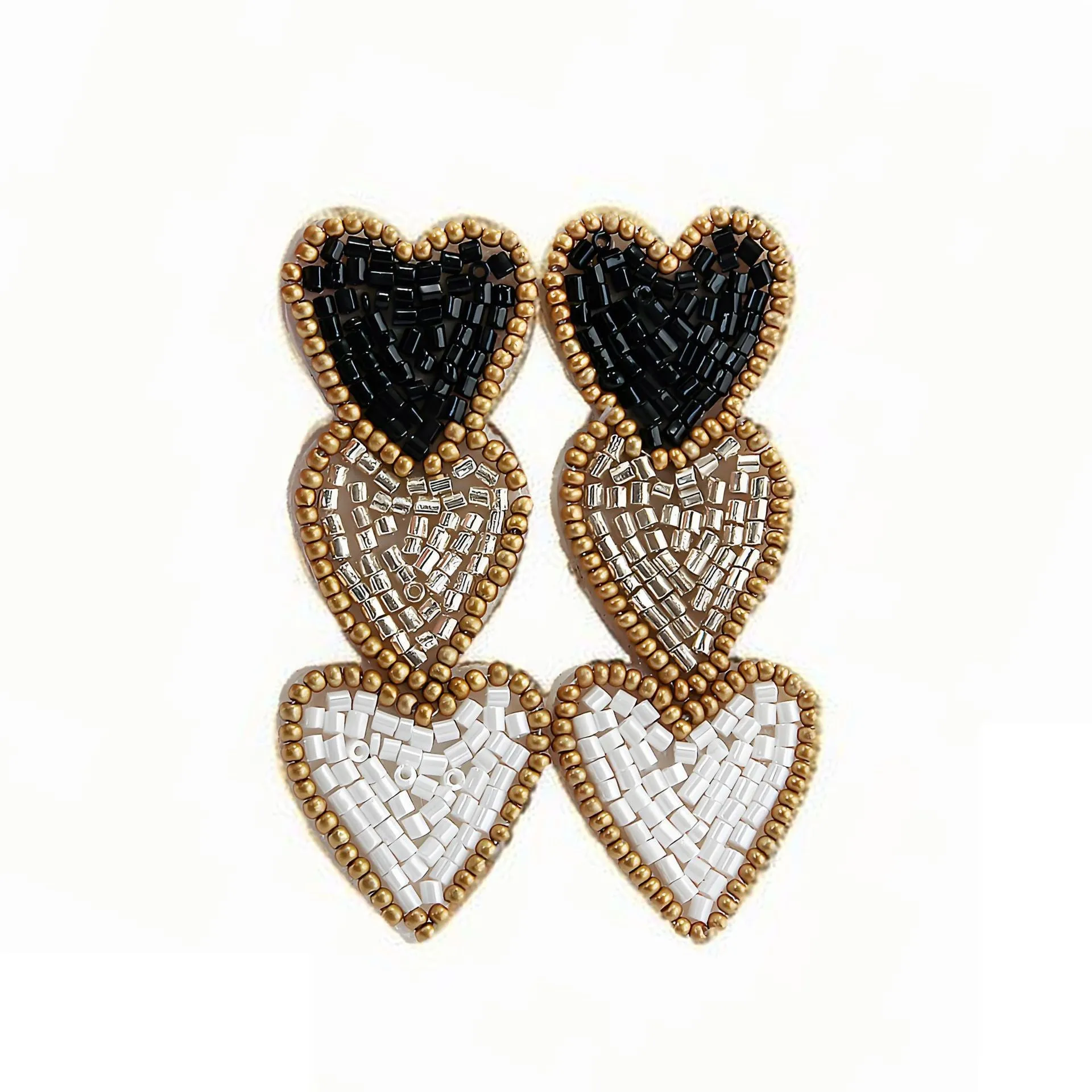 Wholesale Explosions Hand-sewn Three-layer Love Pendant Earrings Suitable for Valentine's Day Gift Earrings for Women