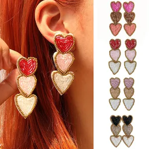 Wholesale Explosions Hand-sewn Three-layer Love Pendant Earrings Suitable for Valentine's Day Gift Earrings for Women