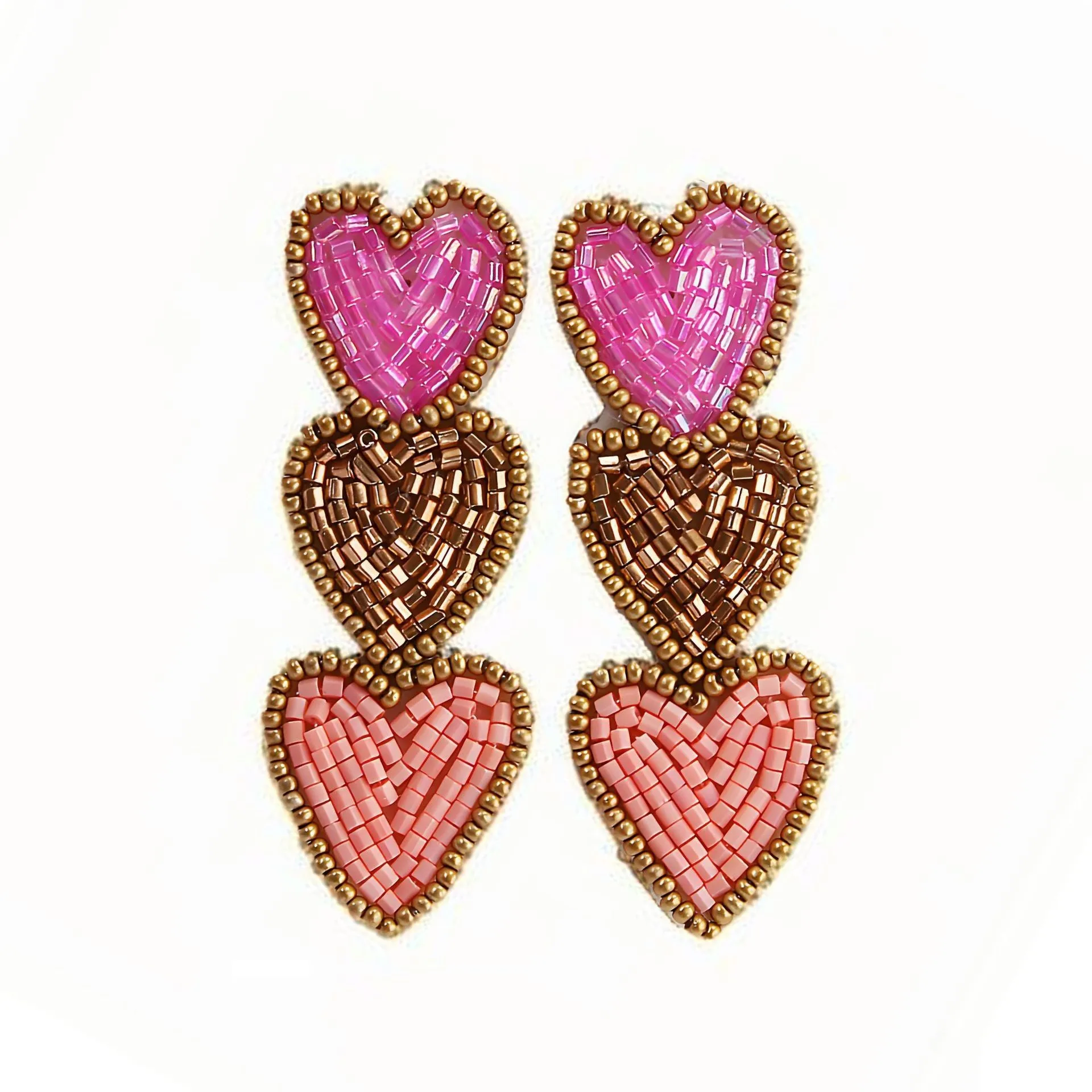 Wholesale Explosions Hand-sewn Three-layer Love Pendant Earrings Suitable for Valentine's Day Gift Earrings for Women